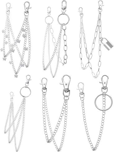 Taouzi 6 Pieces Pants Chain Wallet Chain Butterfly Lock Charm Jeans Chains Pocket Punk Chain Hip Hop Rock Chains for Women Men in Kuwait