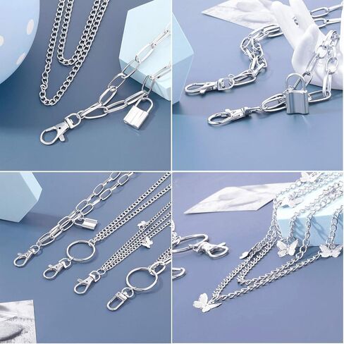 Taouzi 6 Pieces Pants Chain Wallet Chain Butterfly Lock Charm Jeans Chains Pocket Punk Chain Hip Hop Rock Chains for Women Men in Kuwait