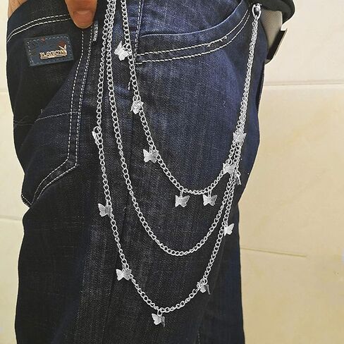 Taouzi 6 Pieces Pants Chain Wallet Chain Butterfly Lock Charm Jeans Chains Pocket Punk Chain Hip Hop Rock Chains for Women Men in Kuwait