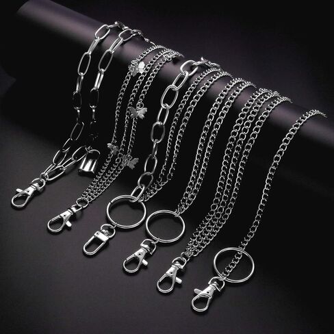 Taouzi 6 Pieces Pants Chain Wallet Chain Butterfly Lock Charm Jeans Chains Pocket Punk Chain Hip Hop Rock Chains for Women Men in Kuwait