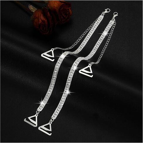 1Pair Simple Rhinestone Bra Straps Jewelry,Detachable Rhinestones Bra Shoulder Chain,Crystal Lingerie Straps,Wedding Bridal Dress Underwear Chain for Women in Saudi Arabia