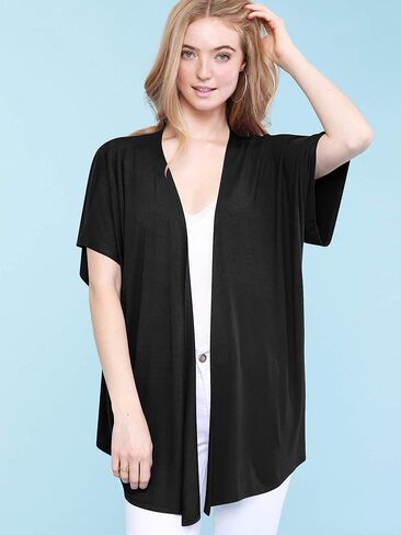 Made By Johnny Women's Kimono Style Short Sleeve Dolman Cardigan - Lightweight Open Front Summer Cover-Up in Kuwait