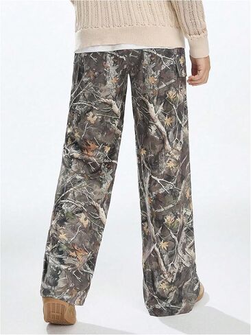 Boy's Graphic Camo Baggy Pants Wide Leg Elastic Waist Long Trousers Vintage Streetwear in Saudi Arabia