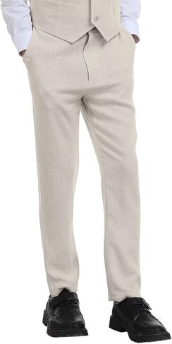 Boys Linen Dress Pants for Toddler Boy School Uniform Pants Adjustable Waist in Saudi Arabia