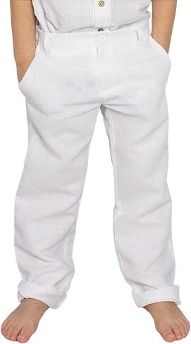 Boys Linen Dress Pants for Toddler Boy School Uniform Pants Adjustable Waist in Saudi Arabia