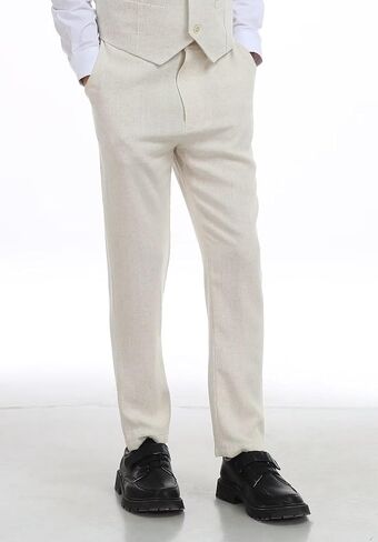 Boys Linen Dress Pants for Toddler Boy School Uniform Pants Adjustable Waist in Saudi Arabia
