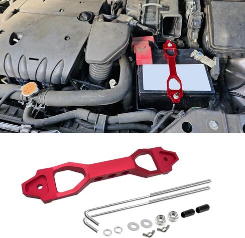 Heavy Duty Battery Hold Down Sets, Battery Bracket Mount, Billet Aluminum Battery Tie Down Bracket with Stainless Steel J bolts, Car Accessories Battery Hold Down Bracket for Vehicles (Black) in Saudi Arabia