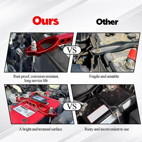 Heavy Duty Battery Hold Down Sets, Battery Bracket Mount, Billet Aluminum Battery Tie Down Bracket with Stainless Steel J bolts, Car Accessories Battery Hold Down Bracket for Vehicles (Black) in Saudi Arabia