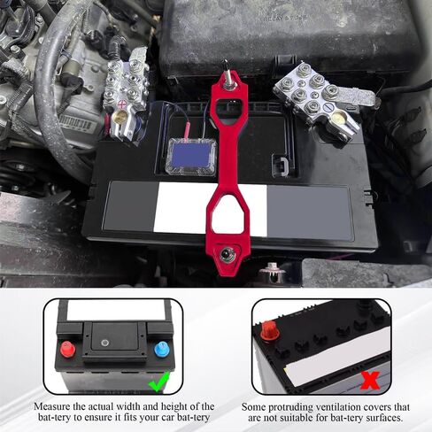 Heavy Duty Battery Hold Down Sets, Battery Bracket Mount, Billet Aluminum Battery Tie Down Bracket with Stainless Steel J bolts, Car Accessories Battery Hold Down Bracket for Vehicles (Black) in Saudi Arabia
