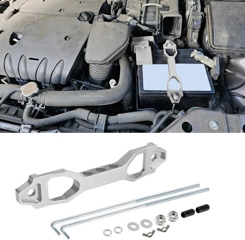 Heavy Duty Battery Hold Down Sets, Battery Bracket Mount, Billet Aluminum Battery Tie Down Bracket with Stainless Steel J bolts, Car Accessories Battery Hold Down Bracket for Vehicles (Black) in Saudi Arabia