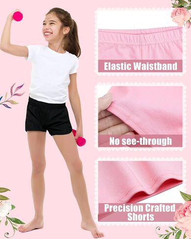 Feqo Girls Bike ، Run ، Hike Shorts - Cotton ، Low Rise ، Modern Style - Pink ، Black ، Purple in Kuwait
