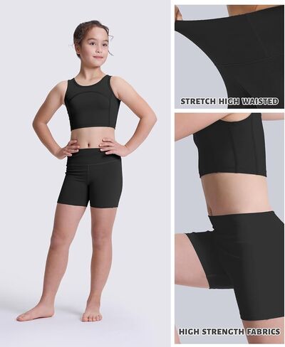 3 Pack Girls Athletic 4" Bike Shorts, High Waisted Workout Running Summer Yoga Short for Kids S-2XL in Saudi Arabia