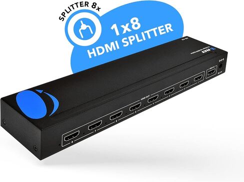 OREI 1x8 HDMI Extender Splitter 4K, Multiple Over Single Cable CAT6/7 4K@60Hz 4:4:4 HDCP 2.2 with IR Remote EDID Management - Up to 115 Ft - Loop Out - Low Latency - Full Support in Saudi Arabia