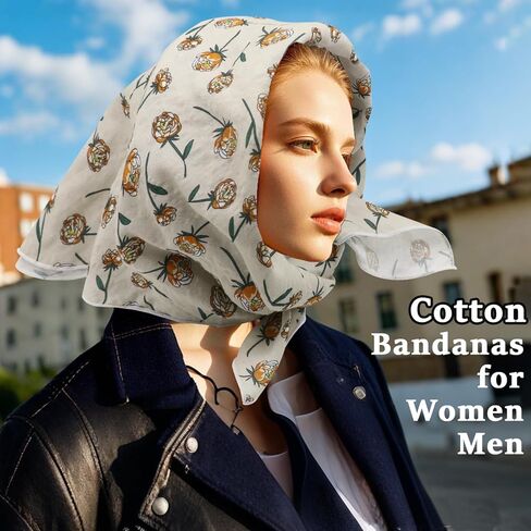 Floral Bandanas for Women Men, 21.56" Square Cotton Head Scarf Bandana Headband Handkerchief for Beach Camping Running in Kuwait