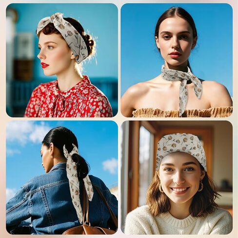 Floral Bandanas for Women Men, 21.56" Square Cotton Head Scarf Bandana Headband Handkerchief for Beach Camping Running in Kuwait