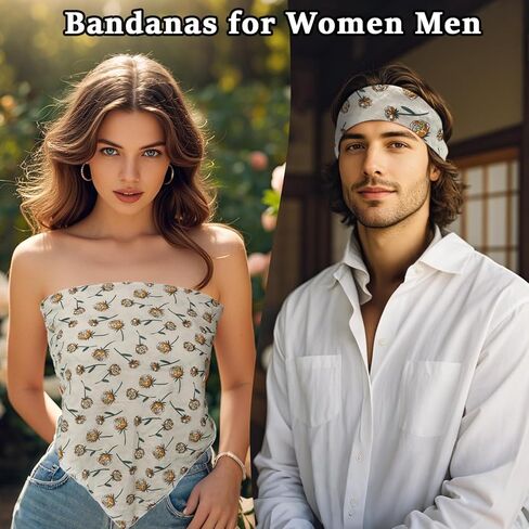 Floral Bandanas for Women Men, 21.56" Square Cotton Head Scarf Bandana Headband Handkerchief for Beach Camping Running in Kuwait
