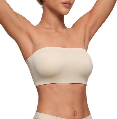 CRZ YOGA Softhold Womens Double Lined Strapless Bralettes - Tube Tops Bandeau Unlined Wireless Stretchy T-Shirt Everyday Bra in Saudi Arabia