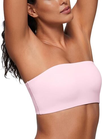 CRZ YOGA Softhold Womens Double Lined Strapless Bralettes - Tube Tops Bandeau Unlined Wireless Stretchy T-Shirt Everyday Bra in Saudi Arabia