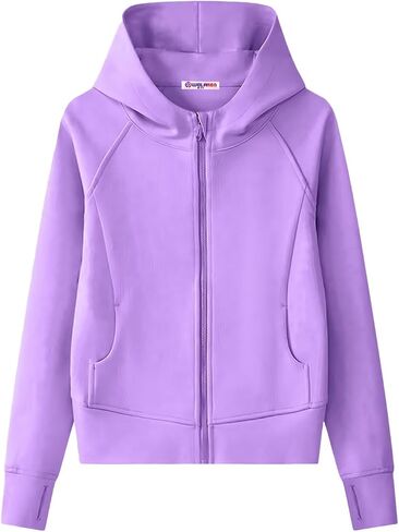 WELAKEN Teens Girls' Zip-Up Hoodie Sweatshirt Kids Long Sleeve Athletic Jacket with Pockets in Saudi Arabia