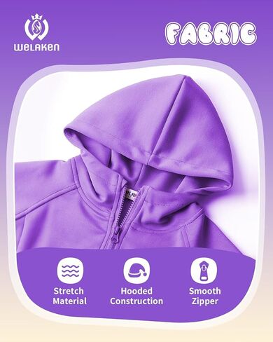WELAKEN Teens Girls' Zip-Up Hoodie Sweatshirt Kids Long Sleeve Athletic Jacket with Pockets in Saudi Arabia