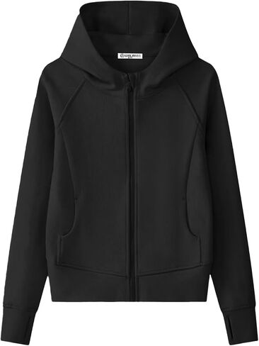 WELAKEN Teens Girls' Zip-Up Hoodie Sweatshirt Kids Long Sleeve Athletic Jacket with Pockets in Saudi Arabia