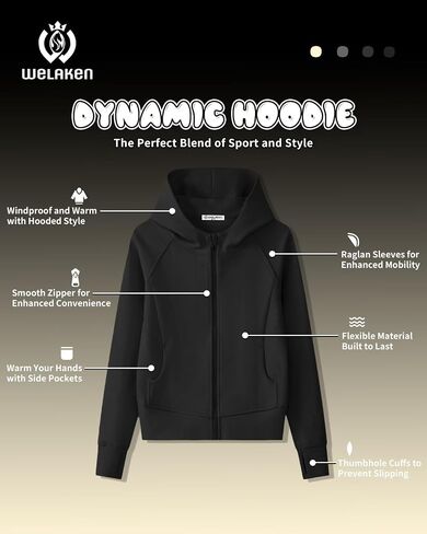 WELAKEN Teens Girls' Zip-Up Hoodie Sweatshirt Kids Long Sleeve Athletic Jacket with Pockets in Saudi Arabia
