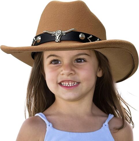 قبعة رعاة البقر من Jastore Kids For Boys Girls Western Western Belt Belt Wide Brim Fedora Hat Thort Up Assume in Kuwait