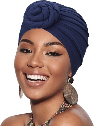 African Women Turban Caps Pre-Tied Twisted Turbans Head Scarf for Women Hair Wraps Cover Beanie Cancer Chemo Headwear in Saudi Arabia