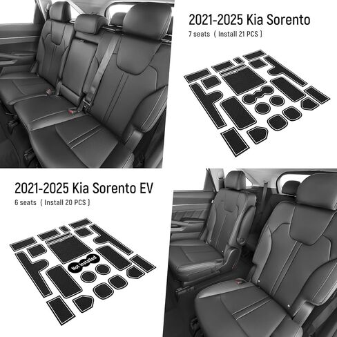 ZZEQYG Center Console Liner for Kia Sorento 2021 2022 2023 2024 2025 Accessories Cup Holder Mat, Door Slot Mats, Coaster Trim, Non-Slip Dust Interior 21PC Set (Black & White Trim) in Kuwait