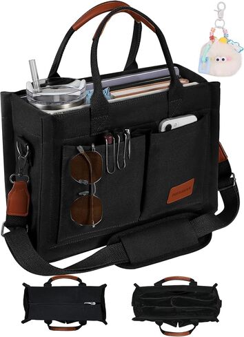 Canvas Tote Bag Purse for Women with Zipper Closure, Individual Compartments & Bottom Suppor in Kuwait