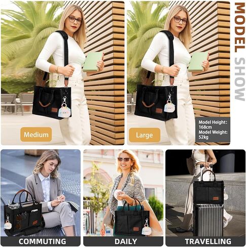 Canvas Tote Bag Purse for Women with Zipper Closure, Individual Compartments & Bottom Suppor in Kuwait