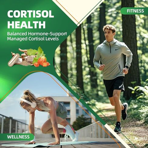 Cortisol Supplements, 10-In-1 Cortisol Reducer with Magnesium, Ashwagandha, L-Theanine, Rhodiola, Lower Cortisol for Women Men - Balanced Cortisol Levels for Stress Manage, Night Support, 120 Capsules in Kuwait