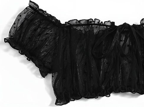 Lilosy Sexy Stretch Ruffle Tie Sheer Mesh Lingerie Set Outfits in Saudi Arabia