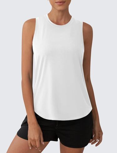 OYANUS Women's Summer Workout Tops Sleeveless Racerback Athletic Tank Top High Neck Loose Fit Running Gym Yoga Shirts in Saudi Arabia