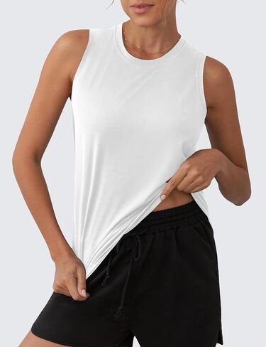 OYANUS Women's Summer Workout Tops Sleeveless Racerback Athletic Tank Top High Neck Loose Fit Running Gym Yoga Shirts in Saudi Arabia