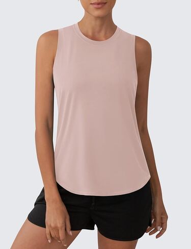 OYANUS Women's Summer Workout Tops Sleeveless Racerback Athletic Tank Top High Neck Loose Fit Running Gym Yoga Shirts in Kuwait