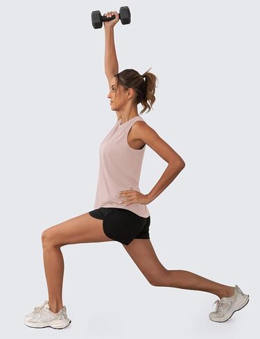 OYANUS Women's Summer Workout Tops Sleeveless Racerback Athletic Tank Top High Neck Loose Fit Running Gym Yoga Shirts in Kuwait