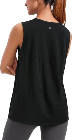 CRZ YOGA Pima Cotton High Neck Tank Basic Workout Sleeveless Tops for Women Soft Casual Athletic Yoga Shirts in Kuwait