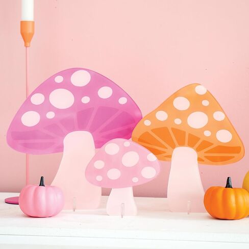 C. R. Gibson ADM-25404 Kailo Chic Acrylic Mushrooms Home Decorations, Sizes Vary, Pink and Orange, 3 Pieces in Saudi Arabia