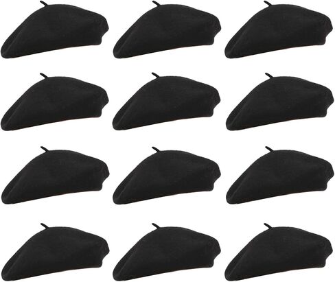 12 Pieces Berets for Women, Wool French Beret Hats for Women Costumes Artist Painter Caps Solid Color Style in Saudi Arabia