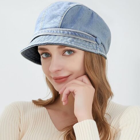 Beret Hats Denim Newsboy Cap Retro Artist Hat for Women Men in Kuwait