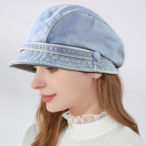 Beret Hats Denim Newsboy Cap Retro Artist Hat for Women Men in Kuwait