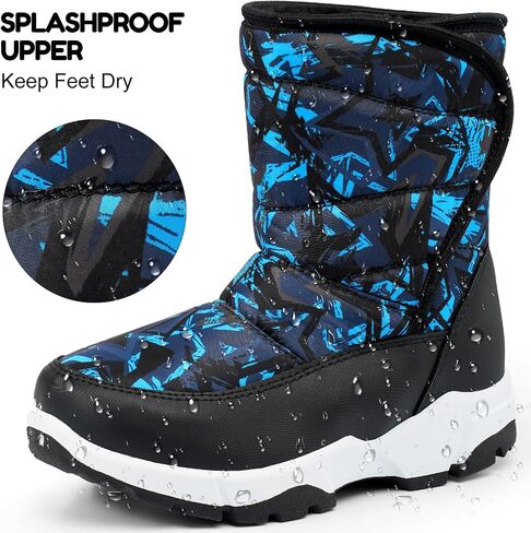 Boys Snow Winter Boots Kids Warm Fur Cozy Boot for Boy Cold Weather Boots Shoes in Kuwait