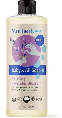 صابون Motherlove Baby & All (عبوة متنوعة، 3.4 أونصة) صابون قشتالي رغوي لطيف لجميع الأغراض بحجم مناسب للسفر مصنوع من مكونات عضوية in Kuwait