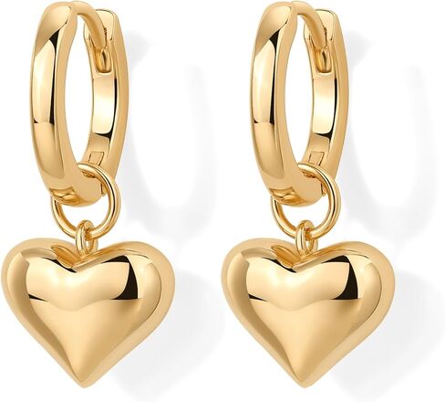 PAVOI 14K GOLD مطلي بالفضة الجنيه الفضية سحر أقراط Huggie للنساء | نجم قلب قمر القلب خفيف الوزن قمر القمر قطرة هوجي سحر حرك القرط in Saudi Arabia
