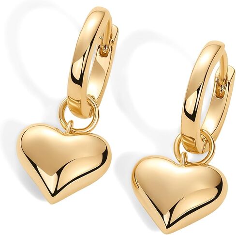 PAVOI 14K GOLD مطلي بالفضة الجنيه الفضية سحر أقراط Huggie للنساء | نجم قلب قمر القلب خفيف الوزن قمر القمر قطرة هوجي سحر حرك القرط in Saudi Arabia