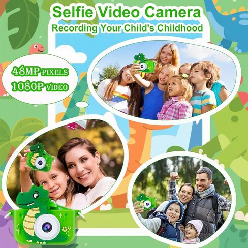 Kids Camera, Digital Camera for Girls with 64G SD Card, 48 MP HD 1080P IPS Screen Dual Selfie Digital Toddler Video Camera Toy for Kids, Great Christmas Birthday Gift for Boys and Girls in Kuwait