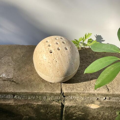 Handmade Travertine Stone Incense Resin Burner Holder – Natural Stone Incense Burner with Brass Insert for Home Decor & Relaxation in Saudi Arabia