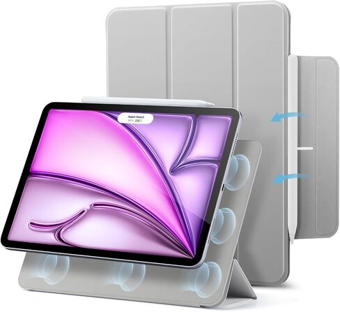 ESR for iPad Air 13 Inch Case M2 (2024), iPad Pro 12.9 (2022/2021, 6th/5th/4th Gen), Powerful Magnetic Attachment, Slim Trifold Stand Case, Supports Pencil Pro & Pencil (USB-C), Rebound Series, Black in Kuwait