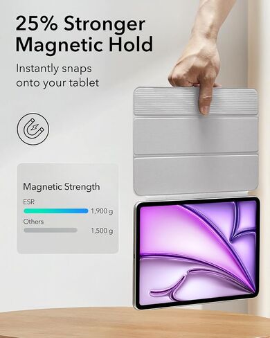 ESR for iPad Air 13 Inch Case M2 (2024), iPad Pro 12.9 (2022/2021, 6th/5th/4th Gen), Powerful Magnetic Attachment, Slim Trifold Stand Case, Supports Pencil Pro & Pencil (USB-C), Rebound Series, Black in Kuwait